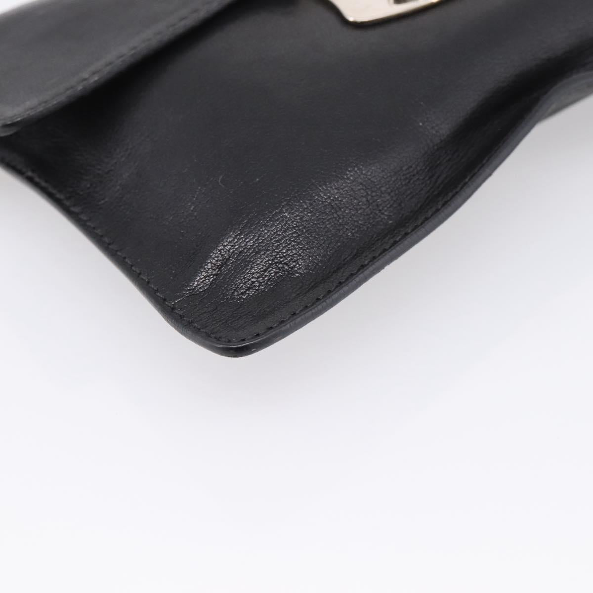PRADA Chain Shoulder Bag Leather Black Silver Auth 210166A