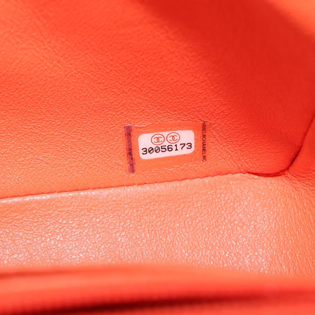 CHANEL Mini Matelasse 20 Chain Bag Lamb Skin Orange Gold CC Auth 210167SAM