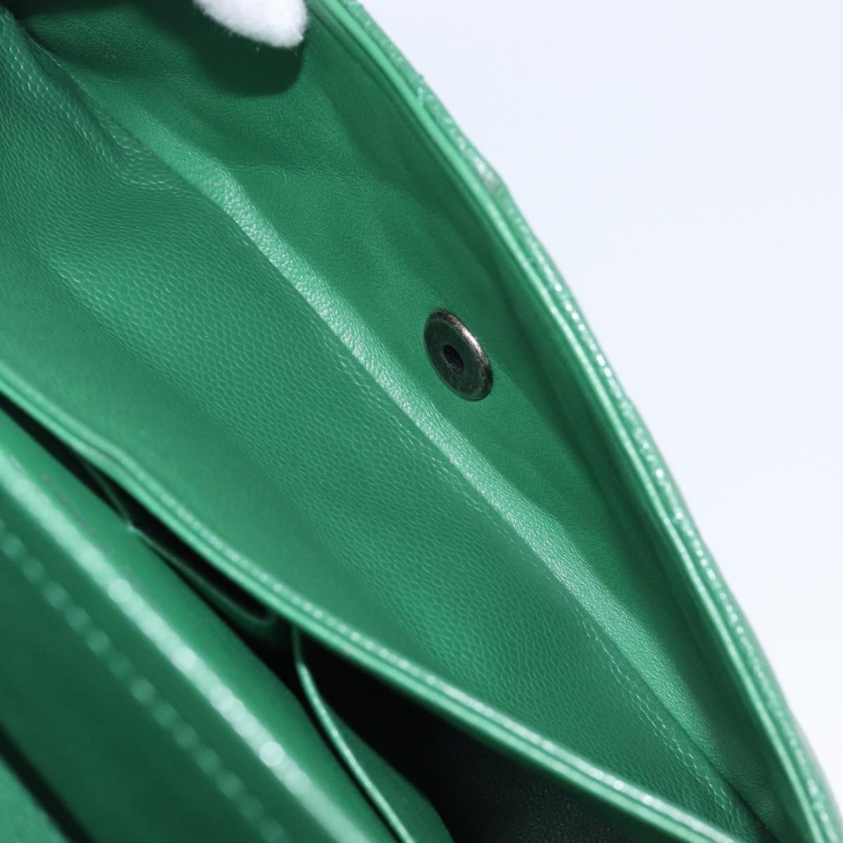 CHANEL Chain Matelasse25 Shoulder Bag Caviar Skin Green Silver CC Auth 210172SAM