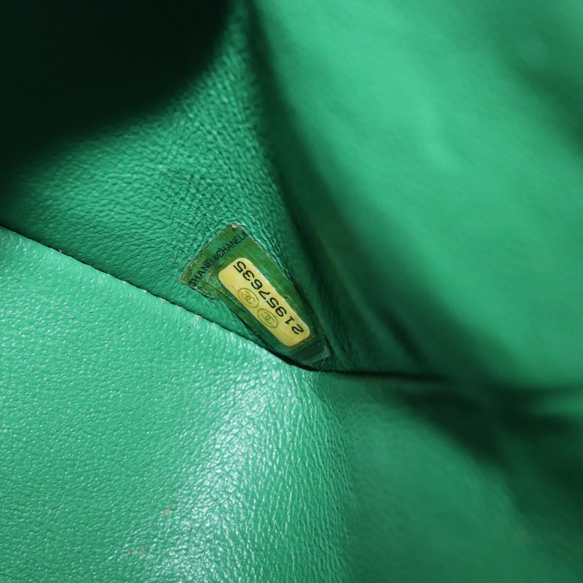 CHANEL Chain Matelasse25 Shoulder Bag Caviar Skin Green Silver CC Auth 210172SAM