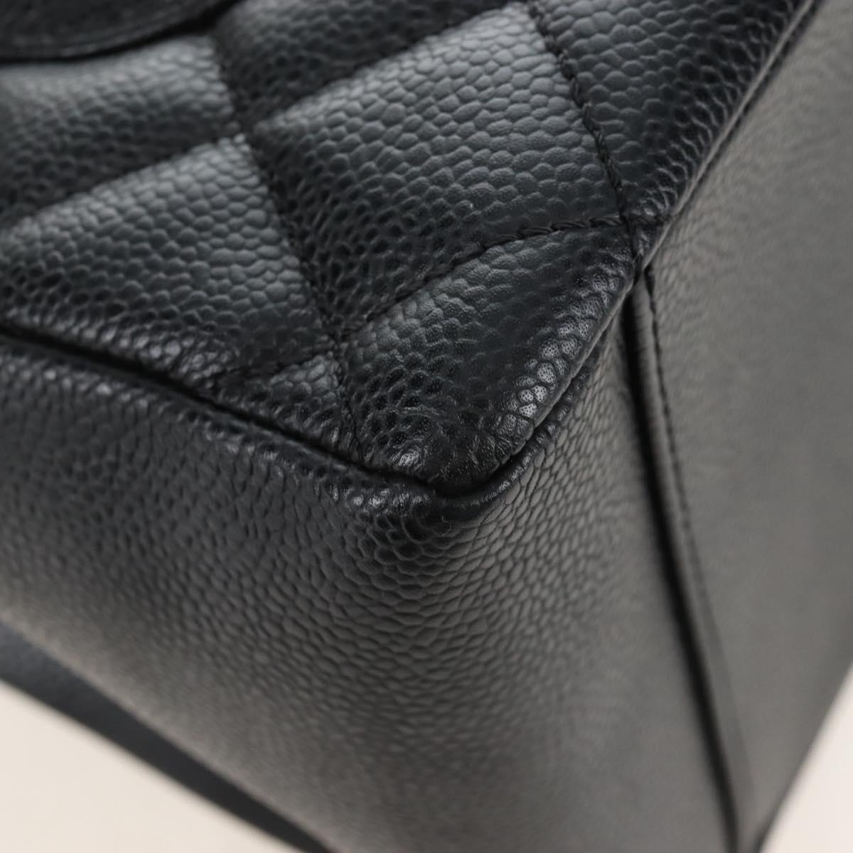 CHANEL GST Chain Shoulder Tote Bag Caviar Skin Black Gold CC Auth 210174SAM