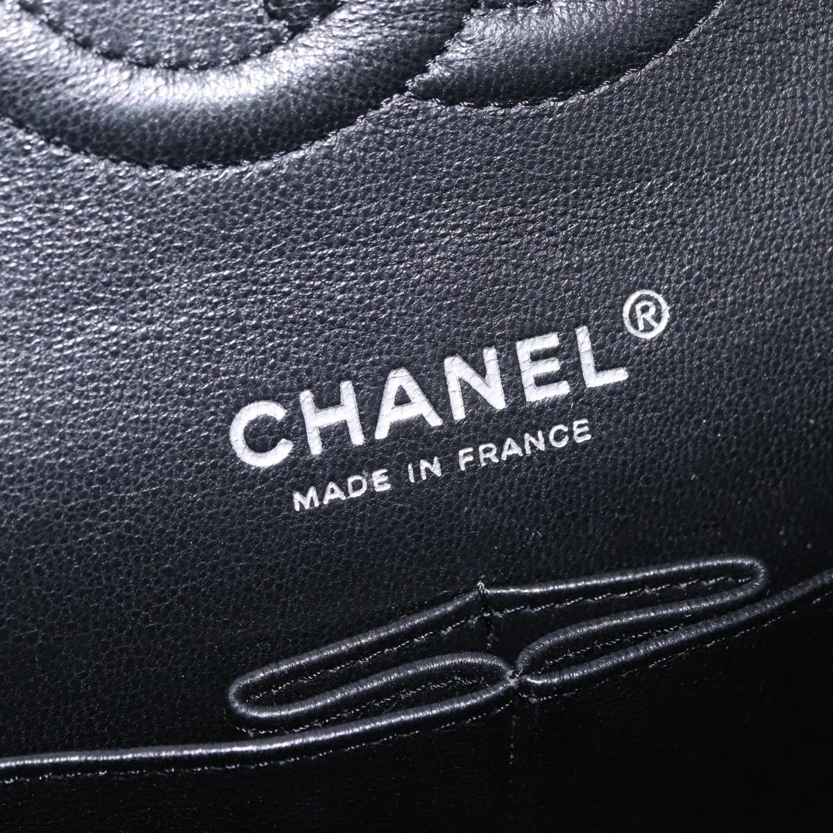 CHANEL Chain Matelasse25 Bag Patent Leather Black Silver CC Auth 210175SAM