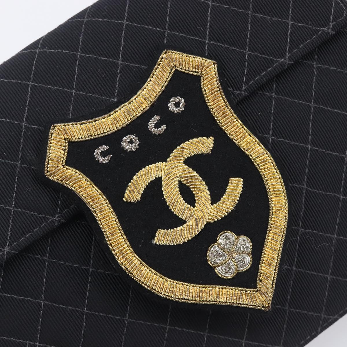 CHANEL Matelasse Chain Shoulder Bag Canvas Black Silver CC Auth 210182SAM