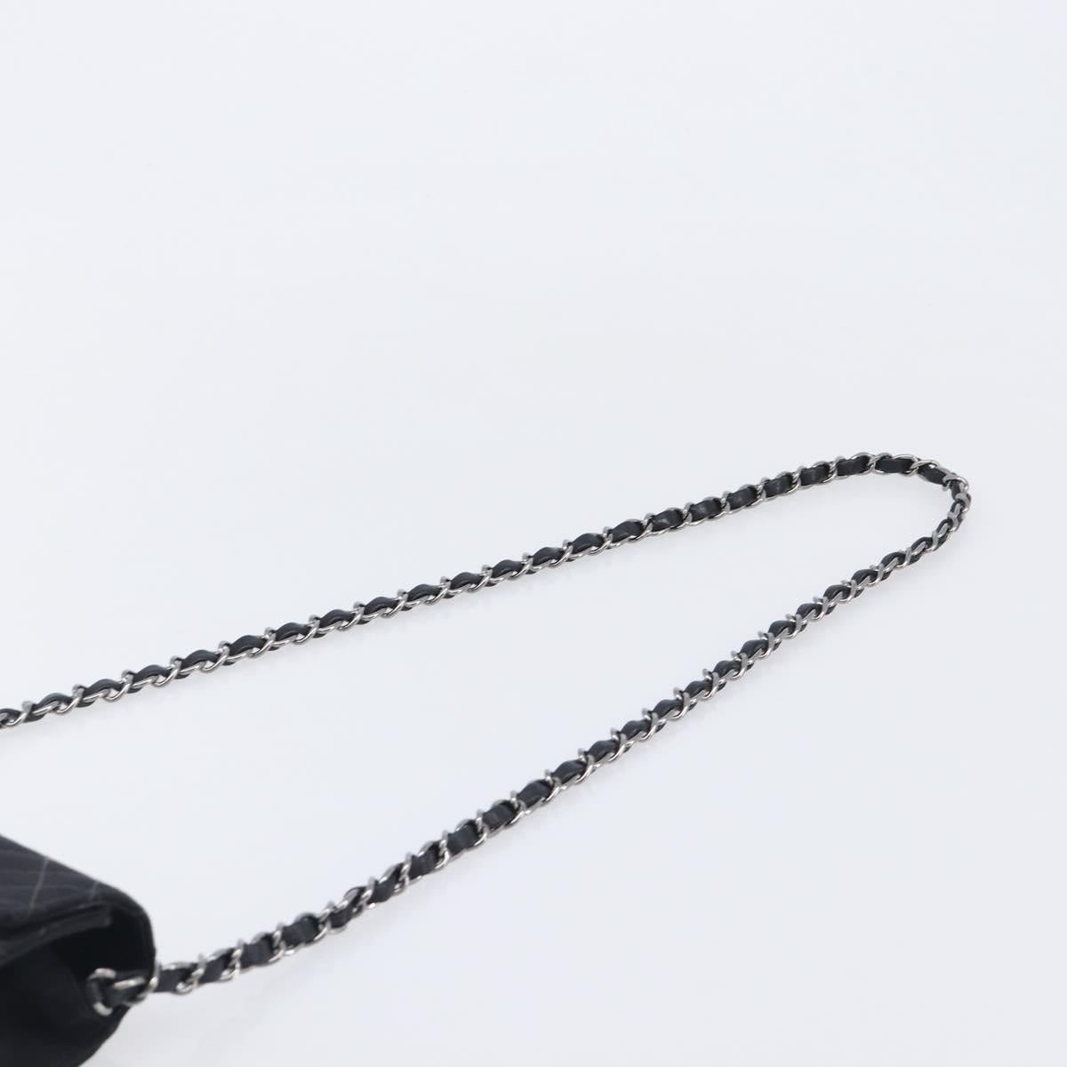 CHANEL Matelasse Chain Shoulder Bag Canvas Black Silver CC Auth 210182SAM