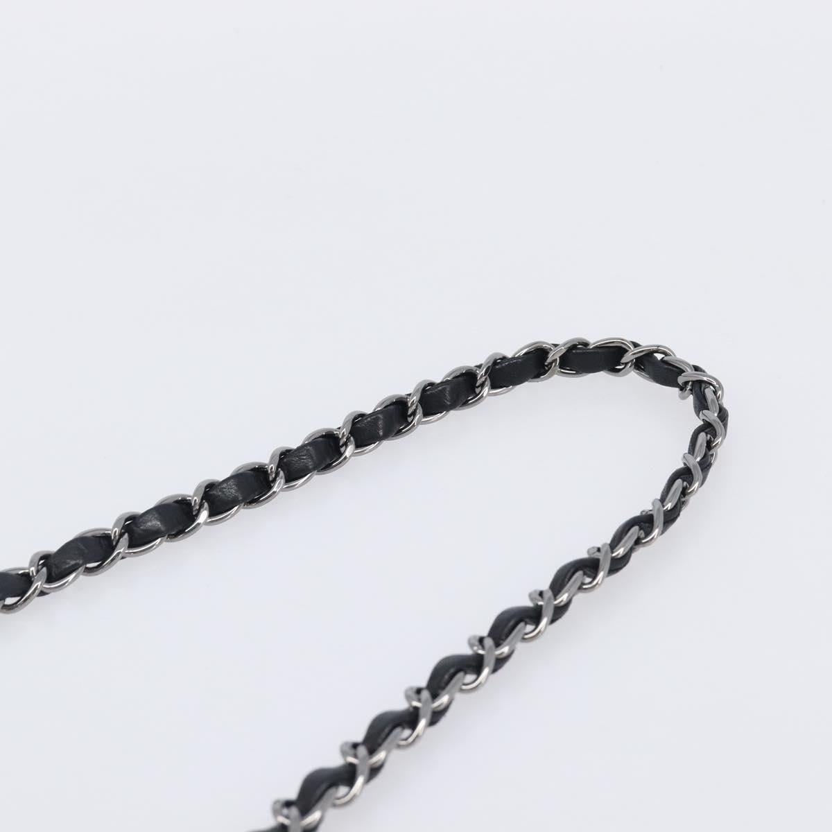CHANEL Matelasse Chain Shoulder Bag Canvas Black Silver CC Auth 210182SAM
