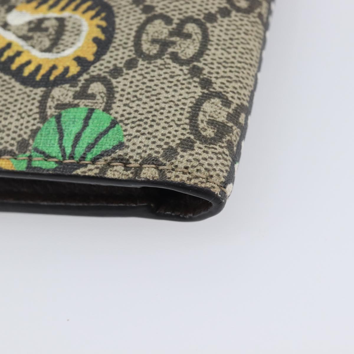 GUCCI GG Supreme Bengal Compact Wallet PVC Beige Auth 210186V