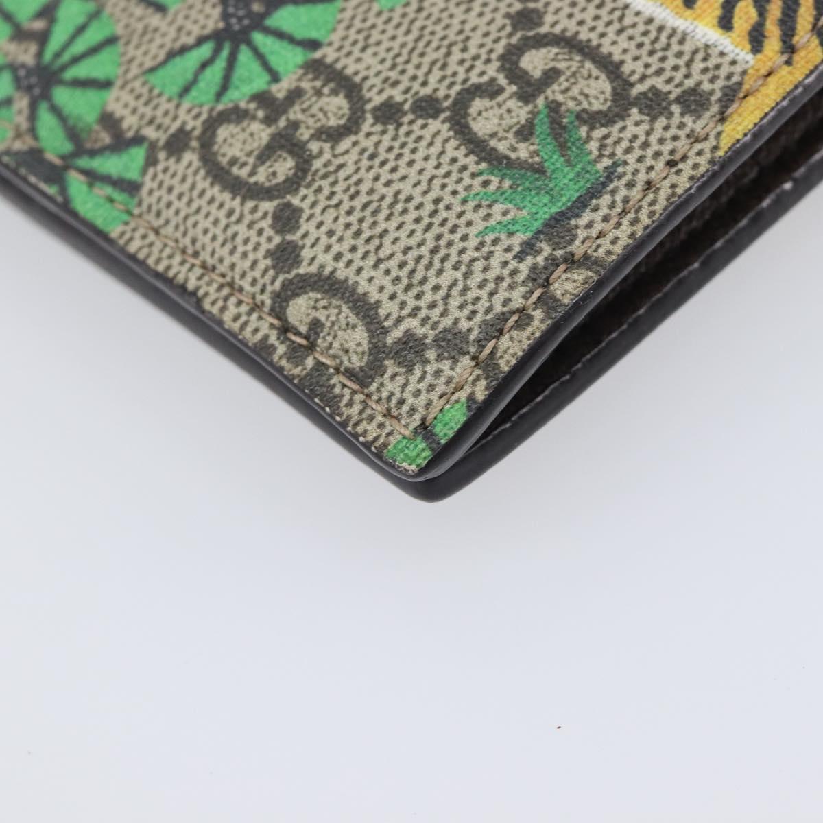 GUCCI GG Supreme Bengal Compact Wallet PVC Beige Auth 210186V