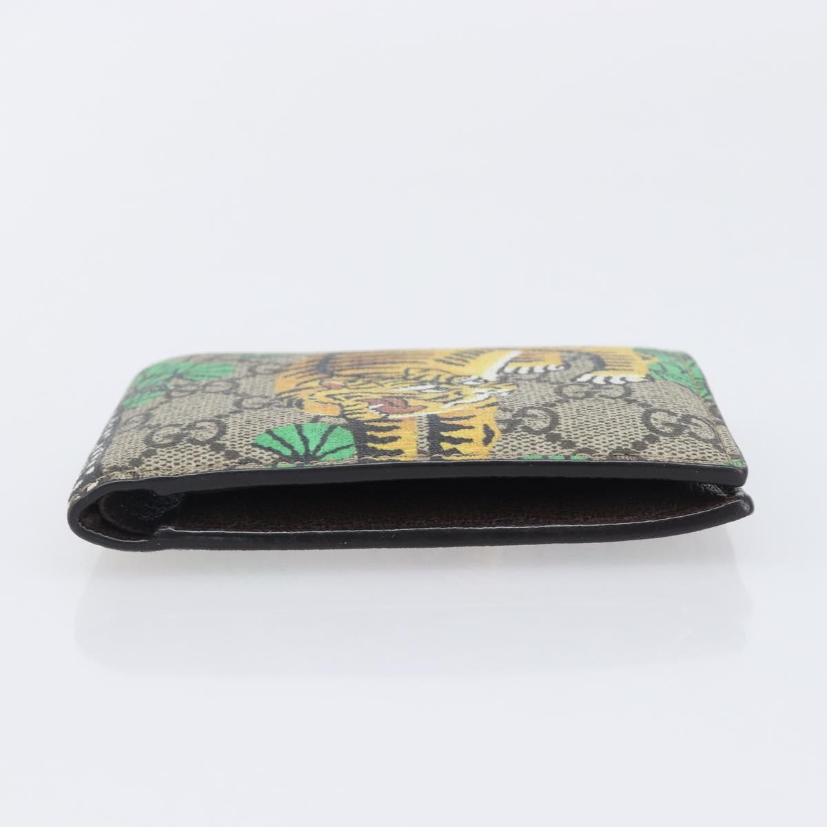 GUCCI GG Supreme Bengal Compact Wallet PVC Beige Auth 210186V