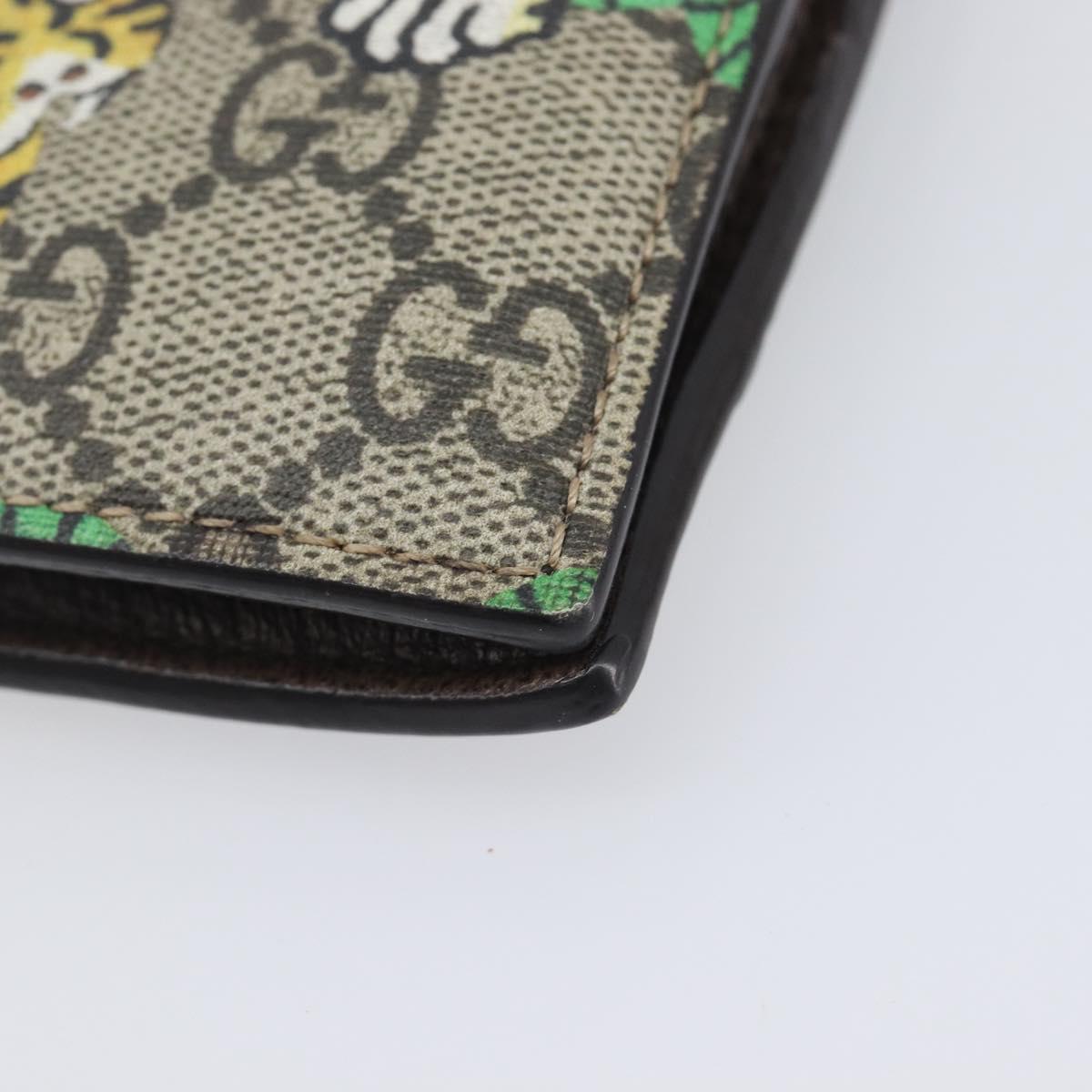 GUCCI GG Supreme Bengal Compact Wallet PVC Beige Auth 210186V