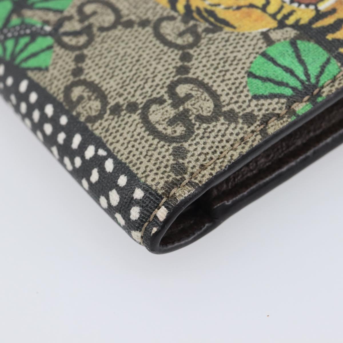 GUCCI GG Supreme Bengal Compact Wallet PVC Beige Auth 210186V