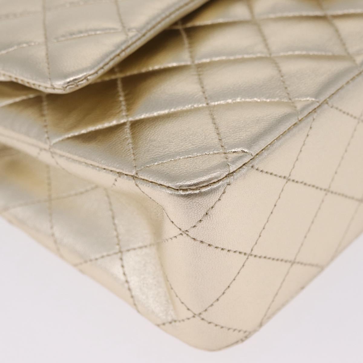 CHANEL Matelasse25 Chain Shoulder Bag Lamb Skin Mocha Gold CC Auth 210187SM
