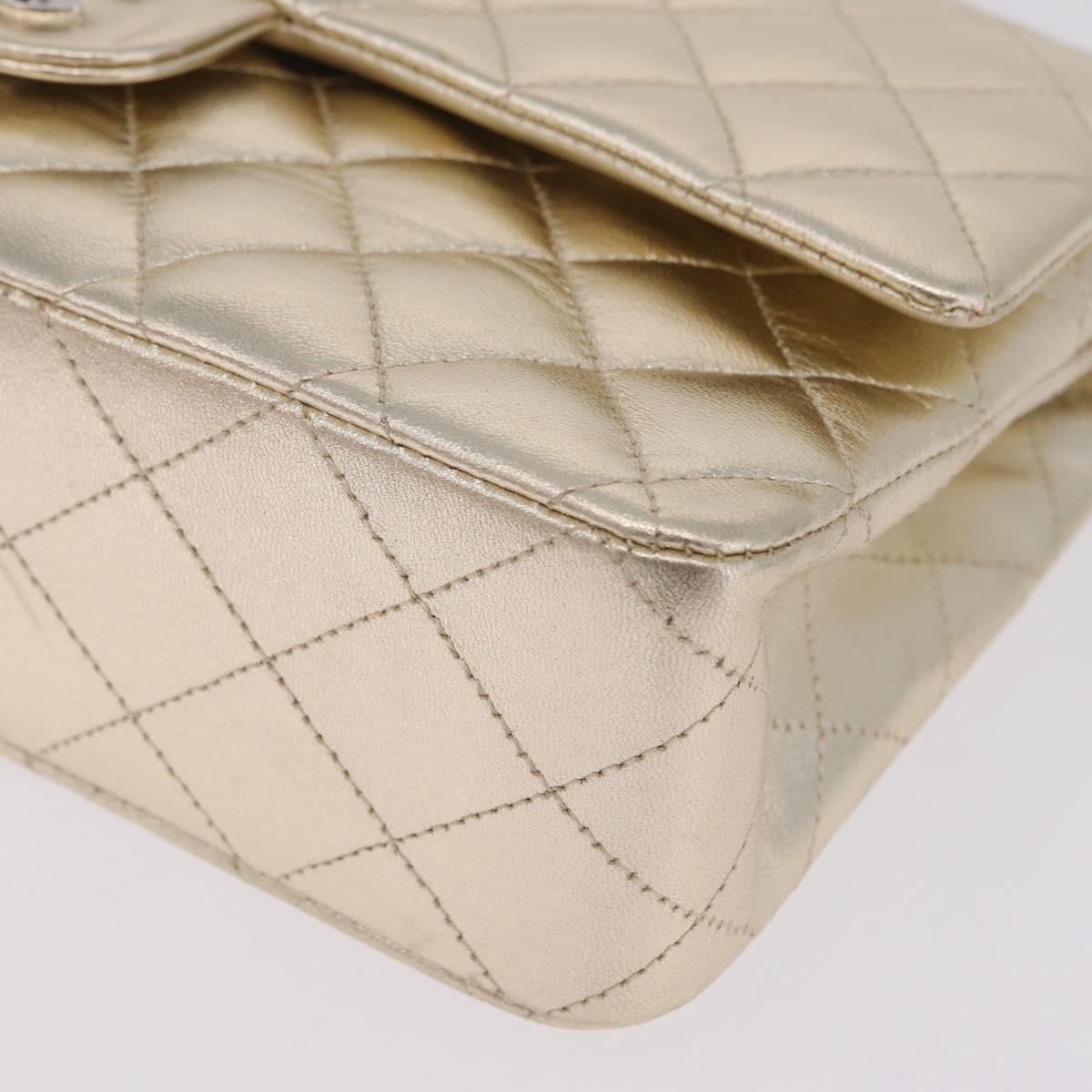 CHANEL Matelasse25 Chain Shoulder Bag Lamb Skin Mocha Gold CC Auth 210187SM