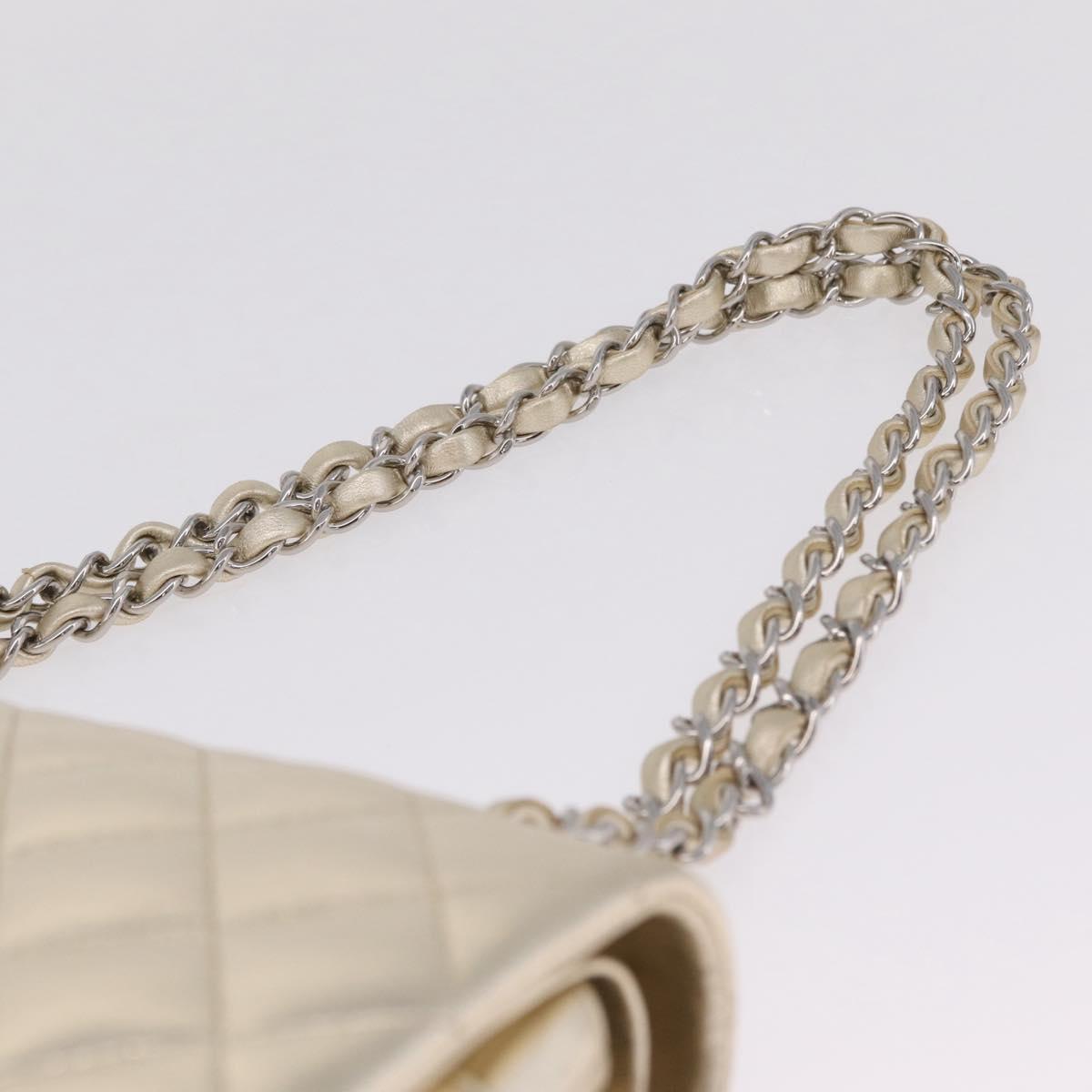 CHANEL Matelasse25 Chain Shoulder Bag Lamb Skin Mocha Gold CC Auth 210187SM
