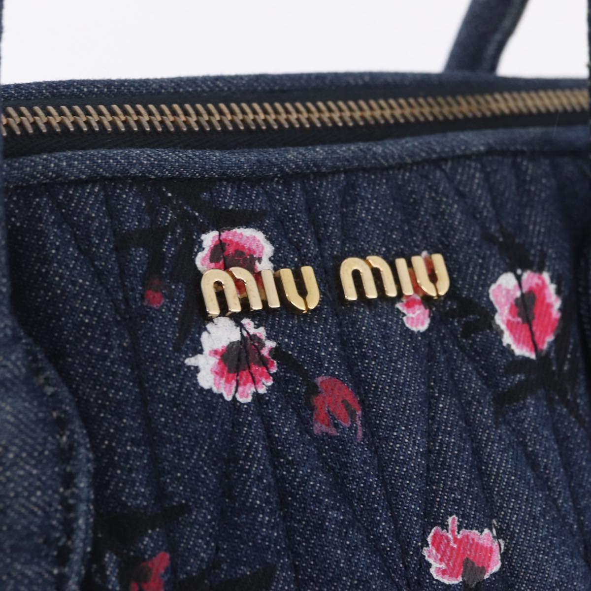 Miu Miu Matelasse Hand Bag Denim 2way Blue Gold Auth 210189V