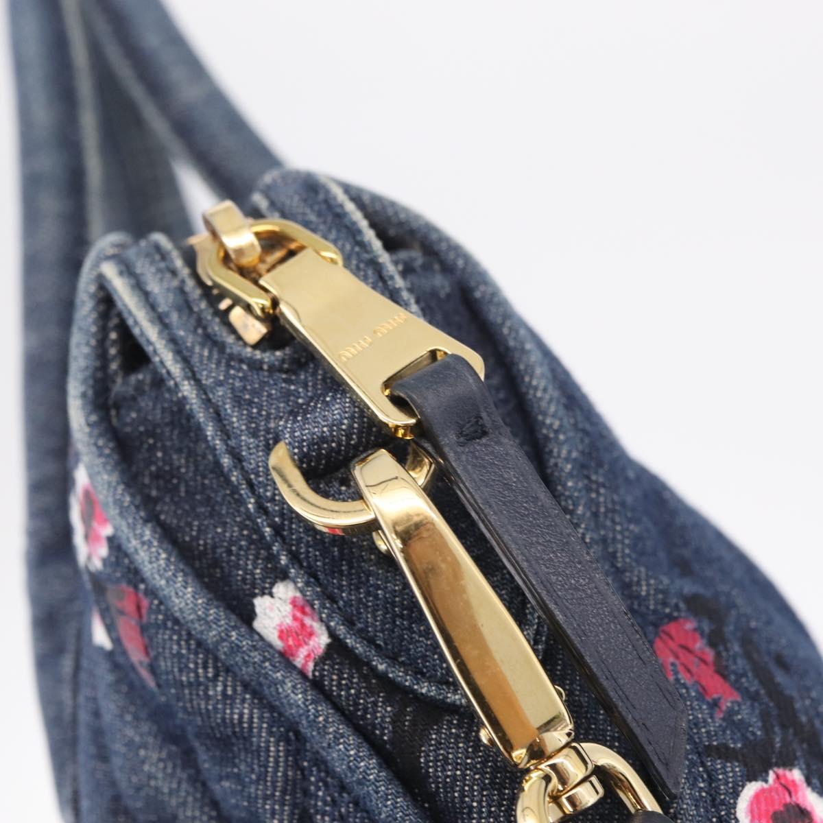 Miu Miu Matelasse Hand Bag Denim 2way Blue Gold Auth 210189V