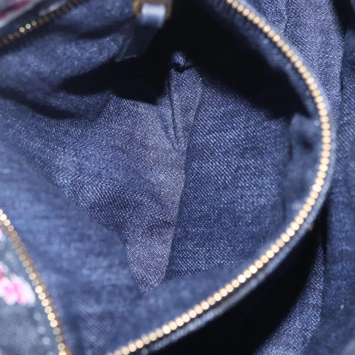 Miu Miu Matelasse Hand Bag Denim 2way Blue Gold Auth 210189V