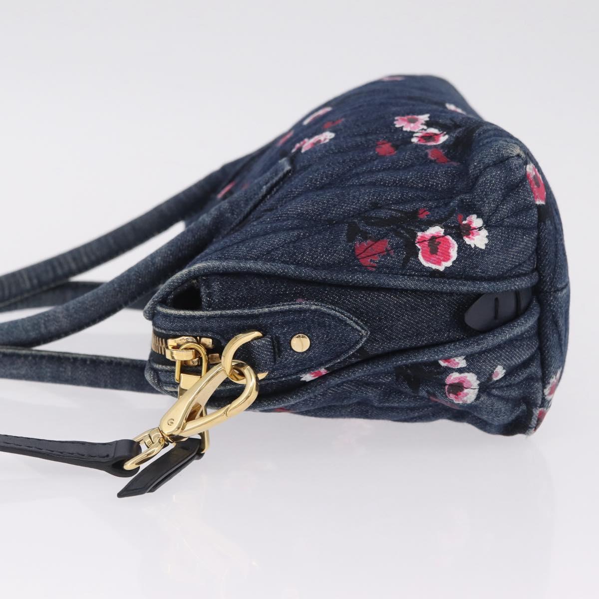 Miu Miu Matelasse Hand Bag Denim 2way Blue Gold Auth 210189V