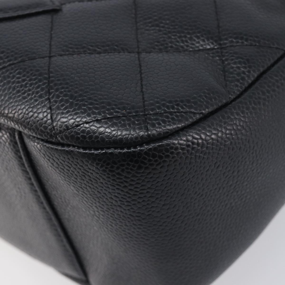 CHANEL Chain Matelasse Shoulder Bag Caviar Skin Black Gold CC Auth 210190SAM