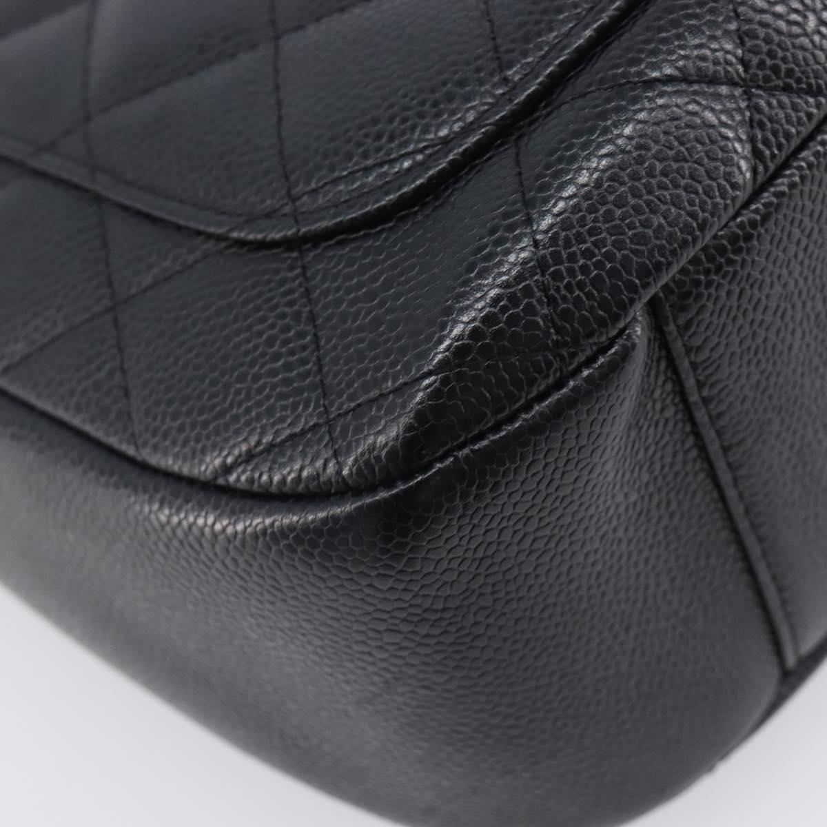 CHANEL Chain Matelasse Shoulder Bag Caviar Skin Black Gold CC Auth 210190SAM