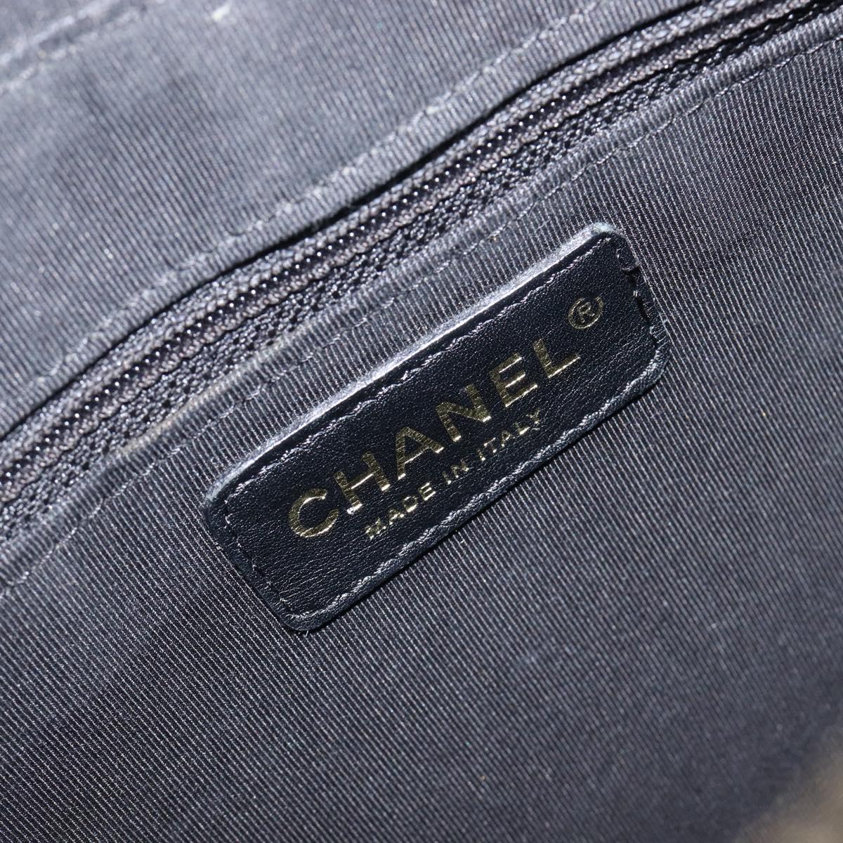 CHANEL Chain Matelasse Shoulder Bag Caviar Skin Black Gold CC Auth 210190SAM
