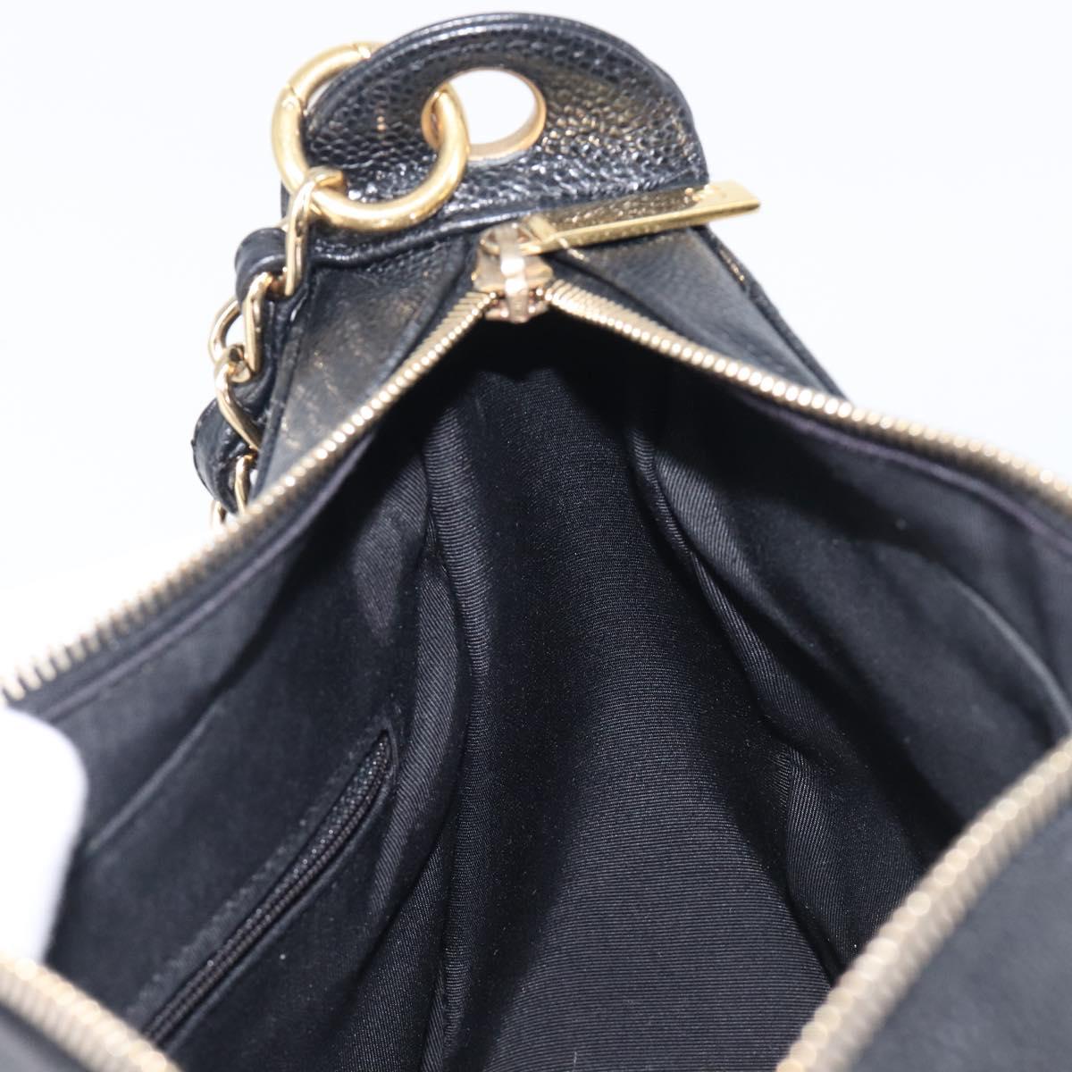 CHANEL Chain Matelasse Shoulder Bag Caviar Skin Black Gold CC Auth 210190SAM