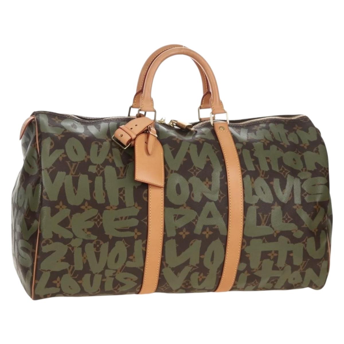 LOUIS VUITTON Monogram graffiti Keepall 50 Bag Khaki M92196 LV Auth 210193SAM