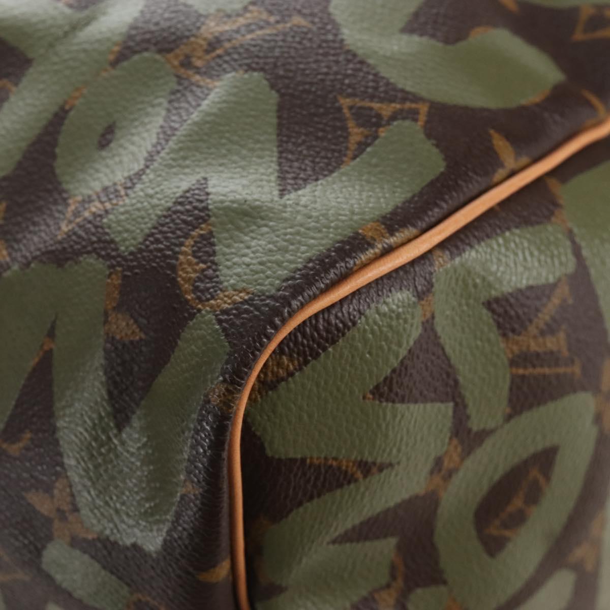LOUIS VUITTON Monogram graffiti Keepall 50 Bag Khaki M92196 LV Auth 210193SAM