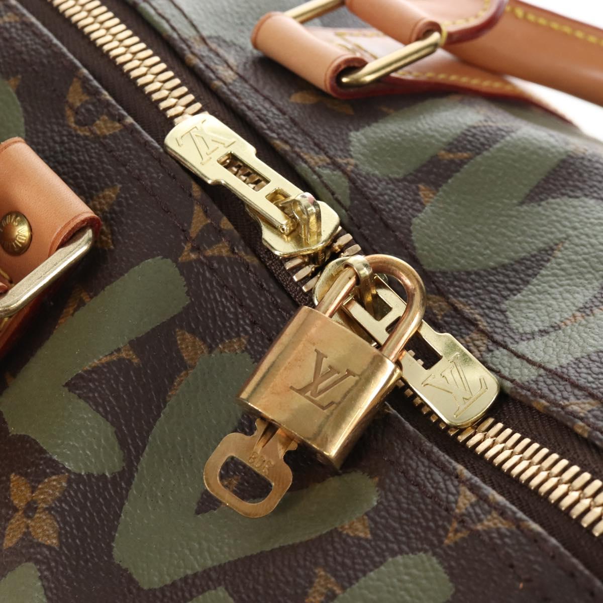 LOUIS VUITTON Monogram graffiti Keepall 50 Bag Khaki M92196 LV Auth 210193SAM