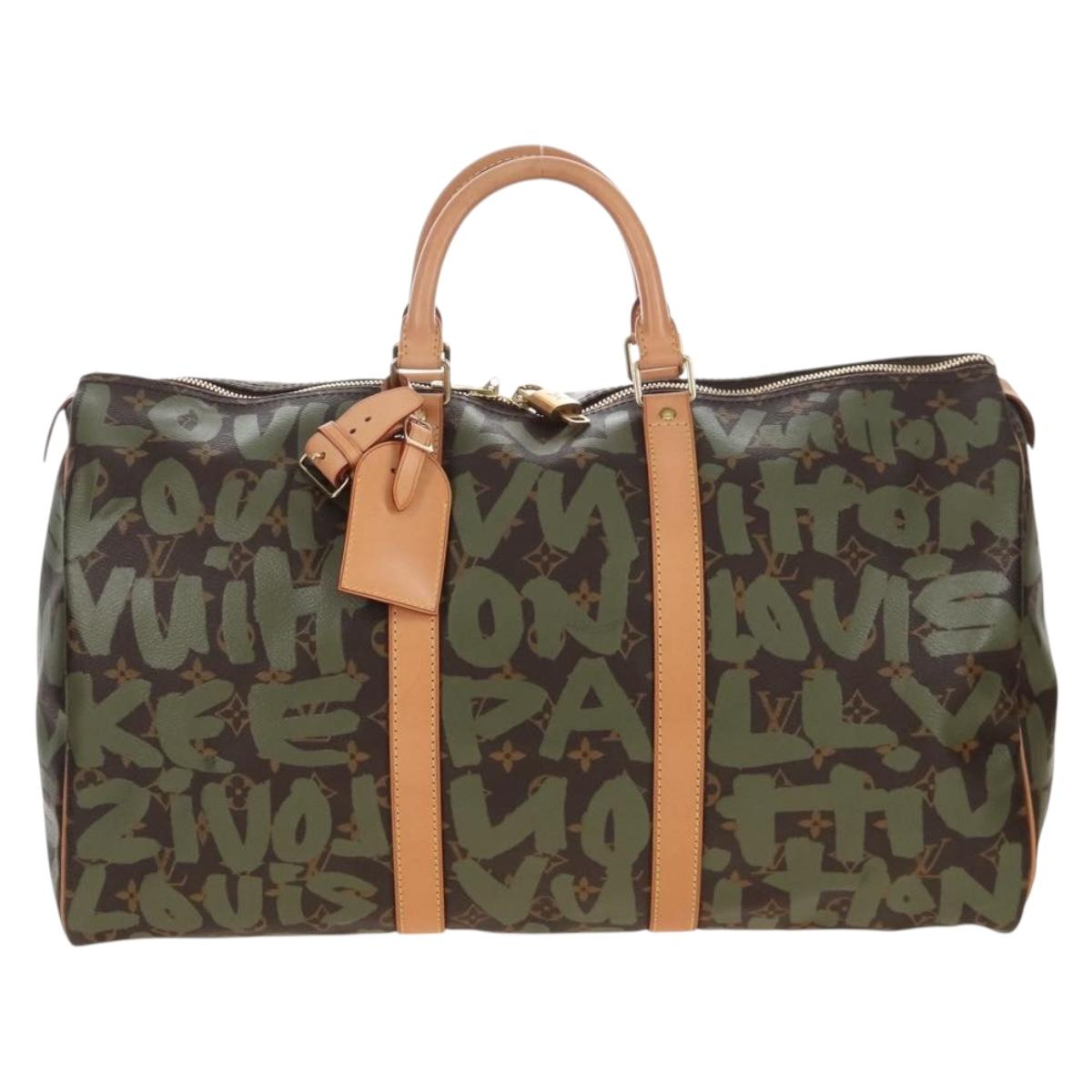 LOUIS VUITTON Monogram graffiti Keepall 50 Bag Khaki M92196 LV Auth 210193SAM