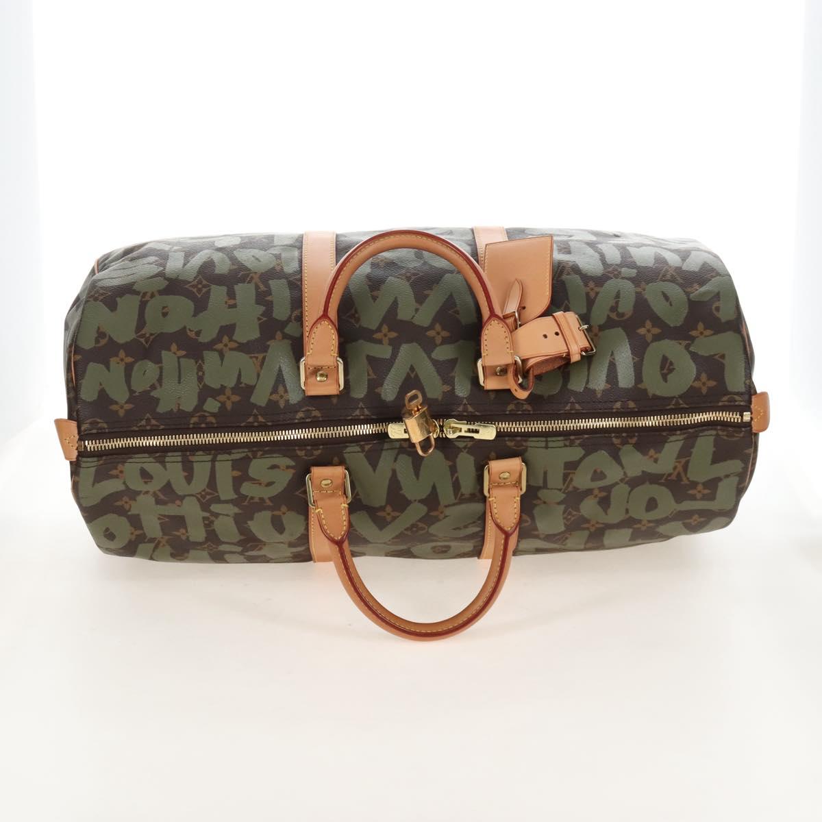 LOUIS VUITTON Monogram graffiti Keepall 50 Bag Khaki M92196 LV Auth 210193SAM