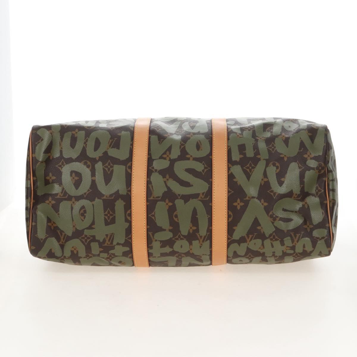 LOUIS VUITTON Monogram graffiti Keepall 50 Bag Khaki M92196 LV Auth 210193SAM