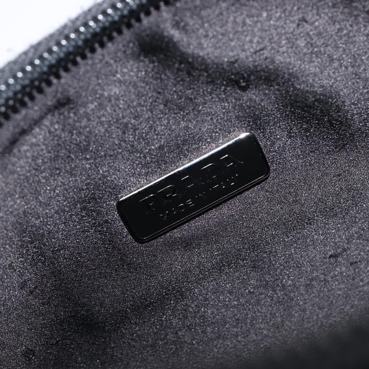 PRADA Hand Pouch Satin Black Silver Auth 210197SAM