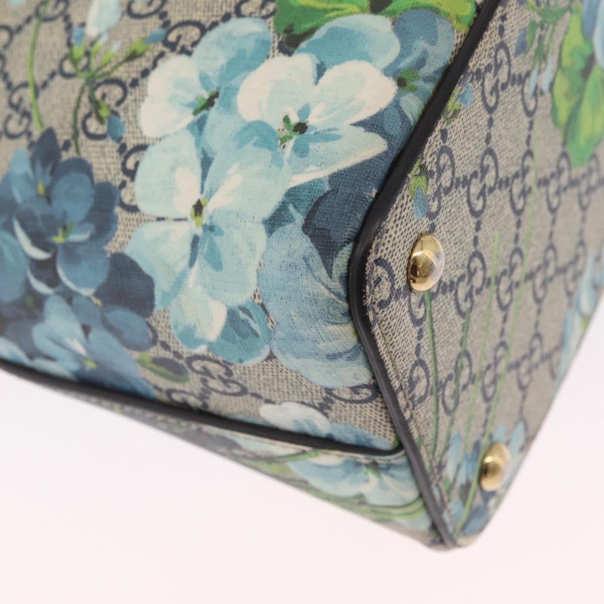 GUCCI GG Supreme GG Blooms Hand Bag PVC 2way Navy Gold 409534 Auth 210198V