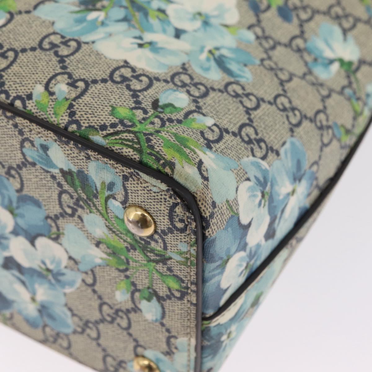 GUCCI GG Supreme GG Blooms Hand Bag PVC 2way Navy Gold 409534 Auth 210198V