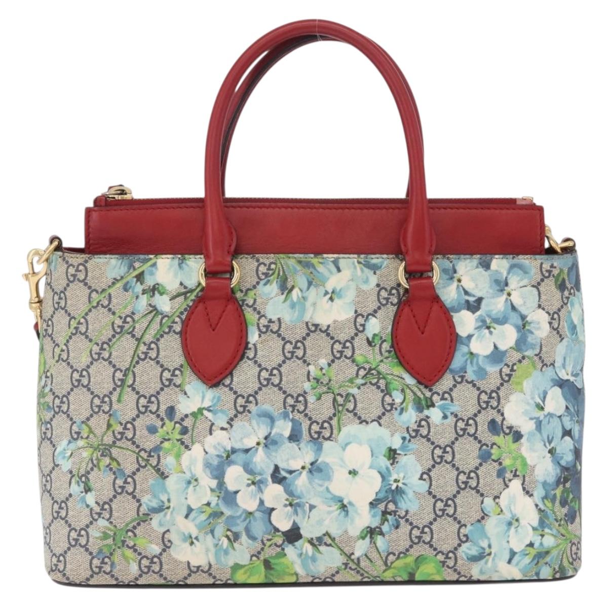 GUCCI GG Supreme GG Blooms Hand Bag PVC 2way Navy Gold 409534 Auth 210198V