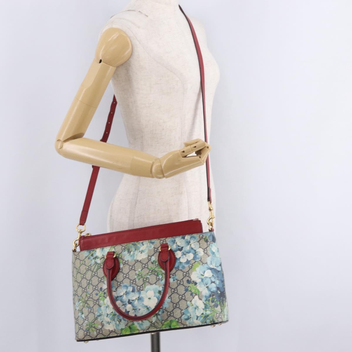 GUCCI GG Supreme GG Blooms Hand Bag PVC 2way Navy Gold 409534 Auth 210198V