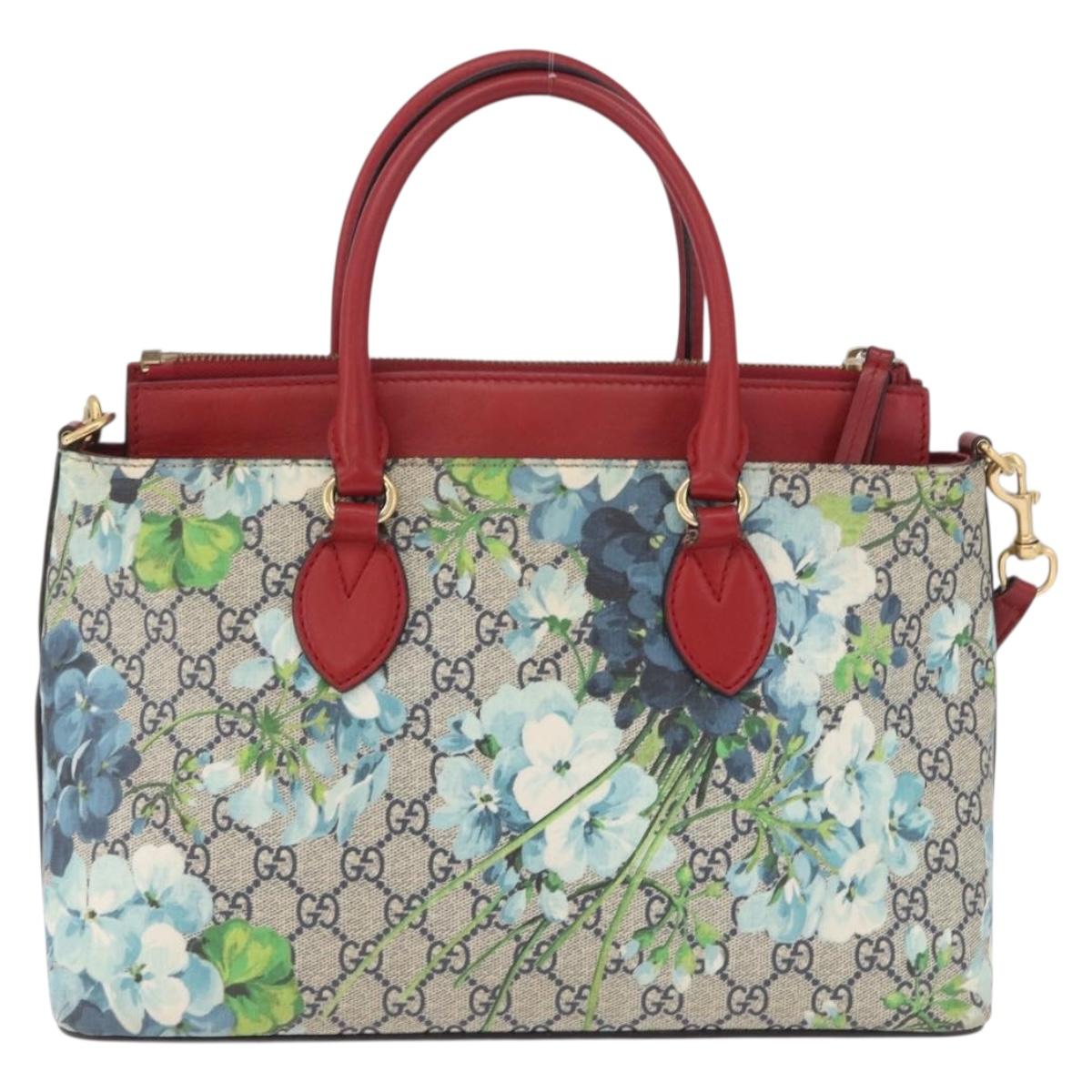 GUCCI GG Supreme GG Blooms Hand Bag PVC 2way Navy Gold 409534 Auth 210198V