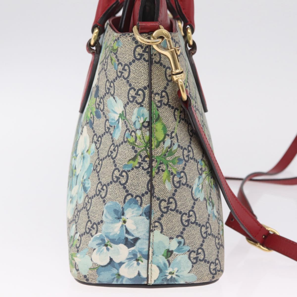 GUCCI GG Supreme GG Blooms Hand Bag PVC 2way Navy Gold 409534 Auth 210198V