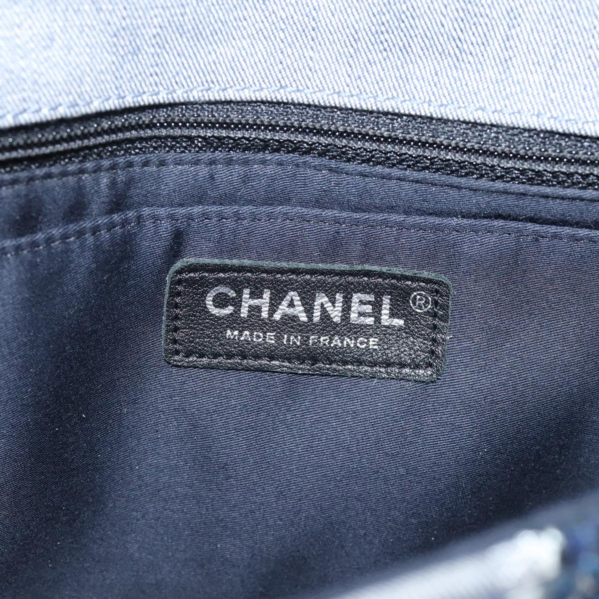 CHANEL Chain Shoulder Bag Denim Blue Silver CC Auth 210199SM