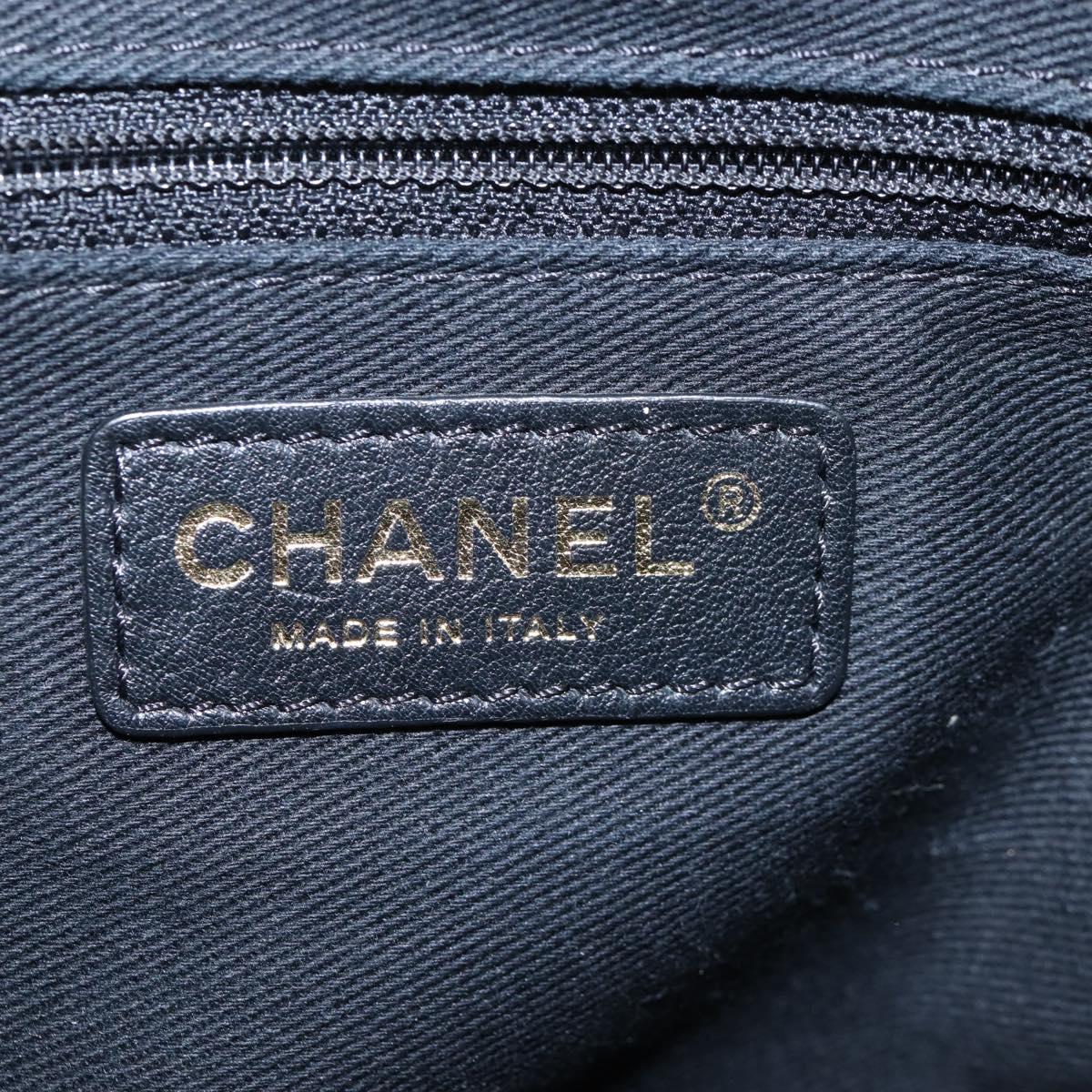 CHANEL Matelasse Chain Shoulder Tote Bag Caviar Skin Black Gold CC Auth 210201M