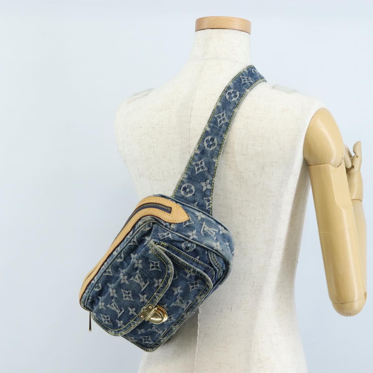 LOUIS VUITTON Monogram Denim Bum Bag Body Bag Blue M95347 LV Auth 210202V
