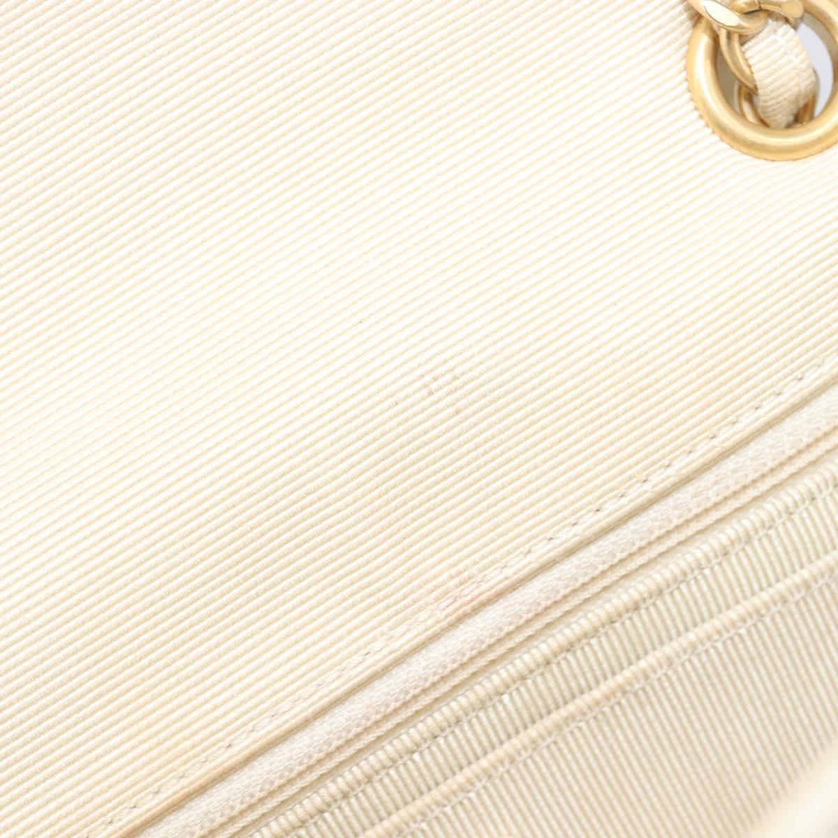 CHANEL Chain Shoulder Bag Canvas Ivory Gold CC Auth 210203SM