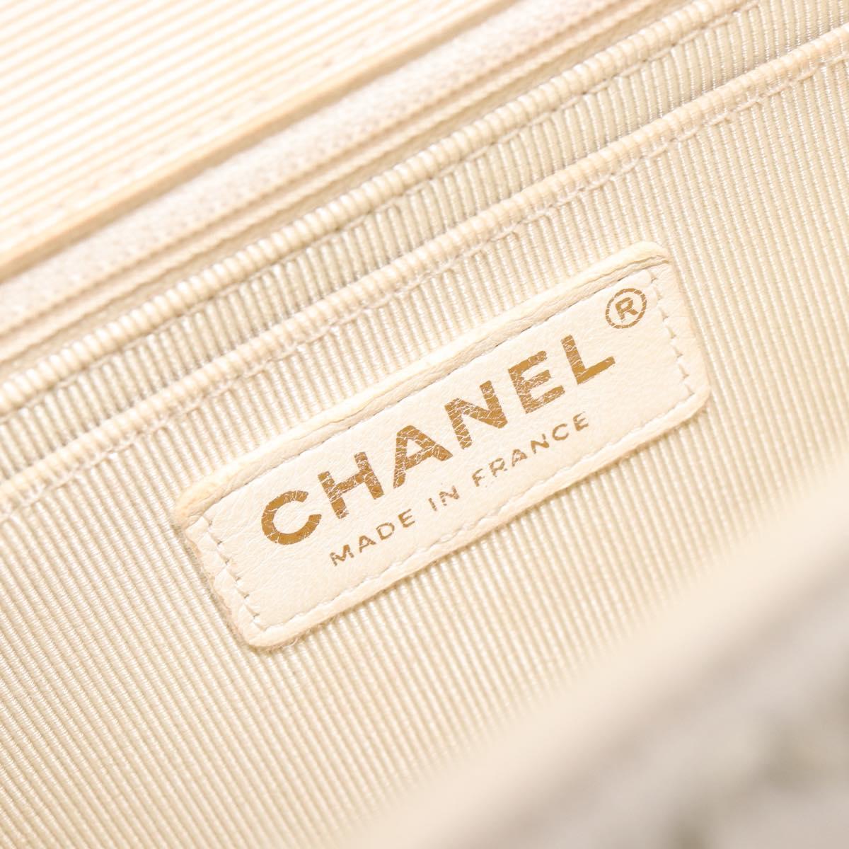 CHANEL Chain Shoulder Bag Canvas Ivory Gold CC Auth 210203SM