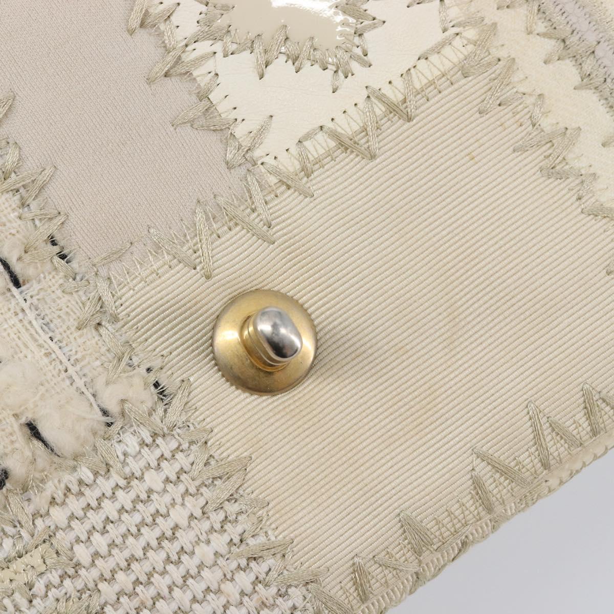 CHANEL Chain Shoulder Bag Canvas Ivory Gold CC Auth 210203SM