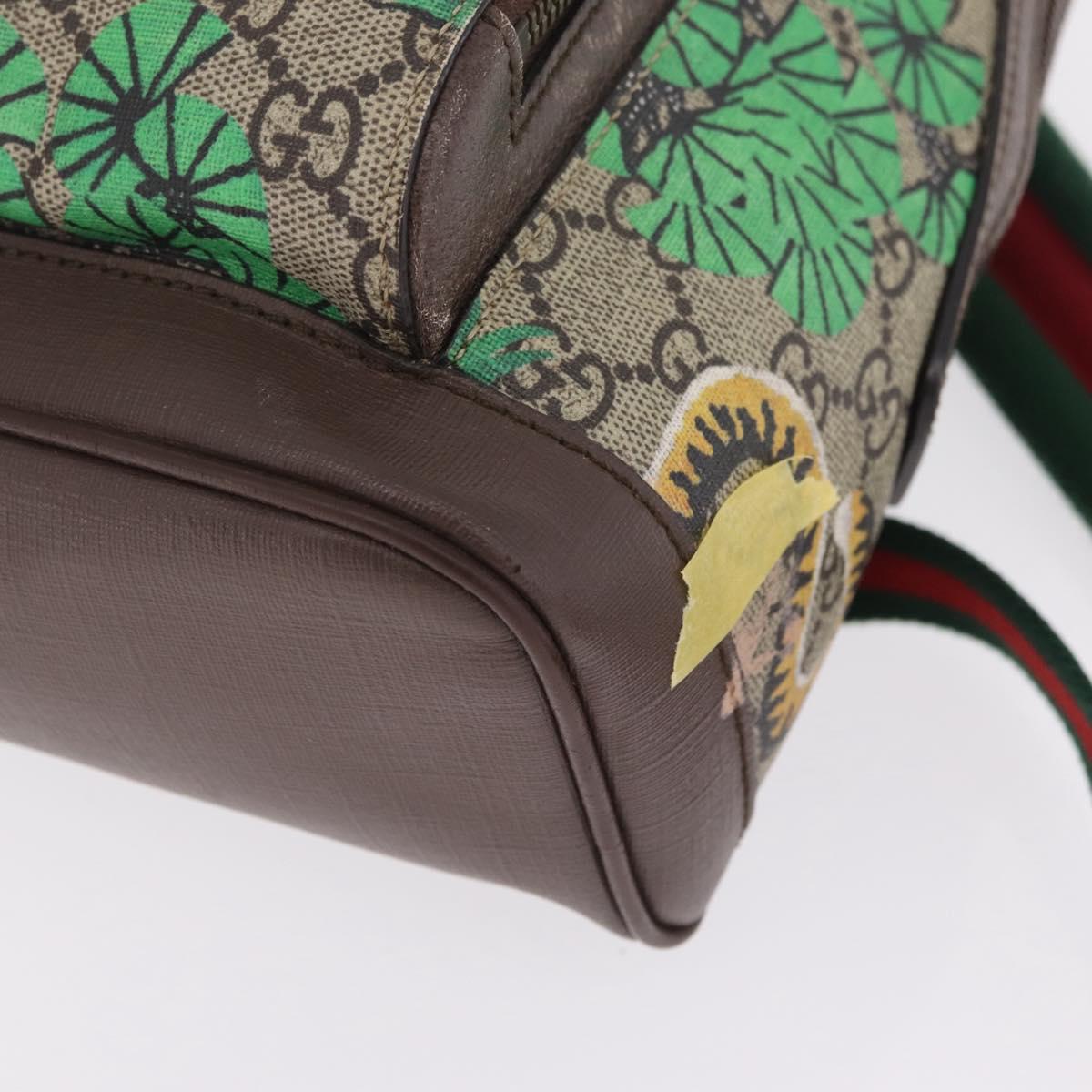GUCCI GG Supreme Web Sherry Line Backpack PVC Beige Gold 427042 Auth 210218A