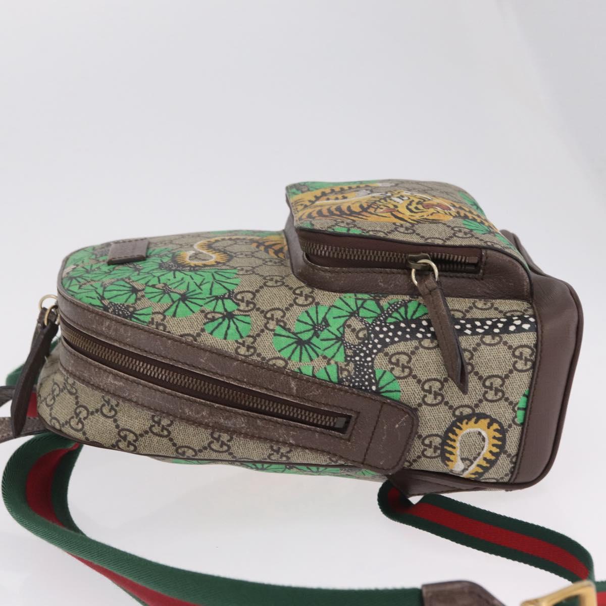 GUCCI GG Supreme Web Sherry Line Backpack PVC Beige Gold 427042 Auth 210218A