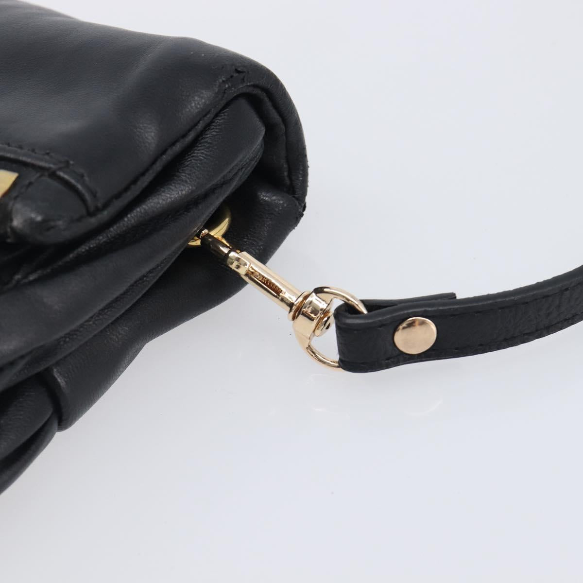 Miu Miu Matelasse Shoulder Bag Leather Black Gold Auth 210219V