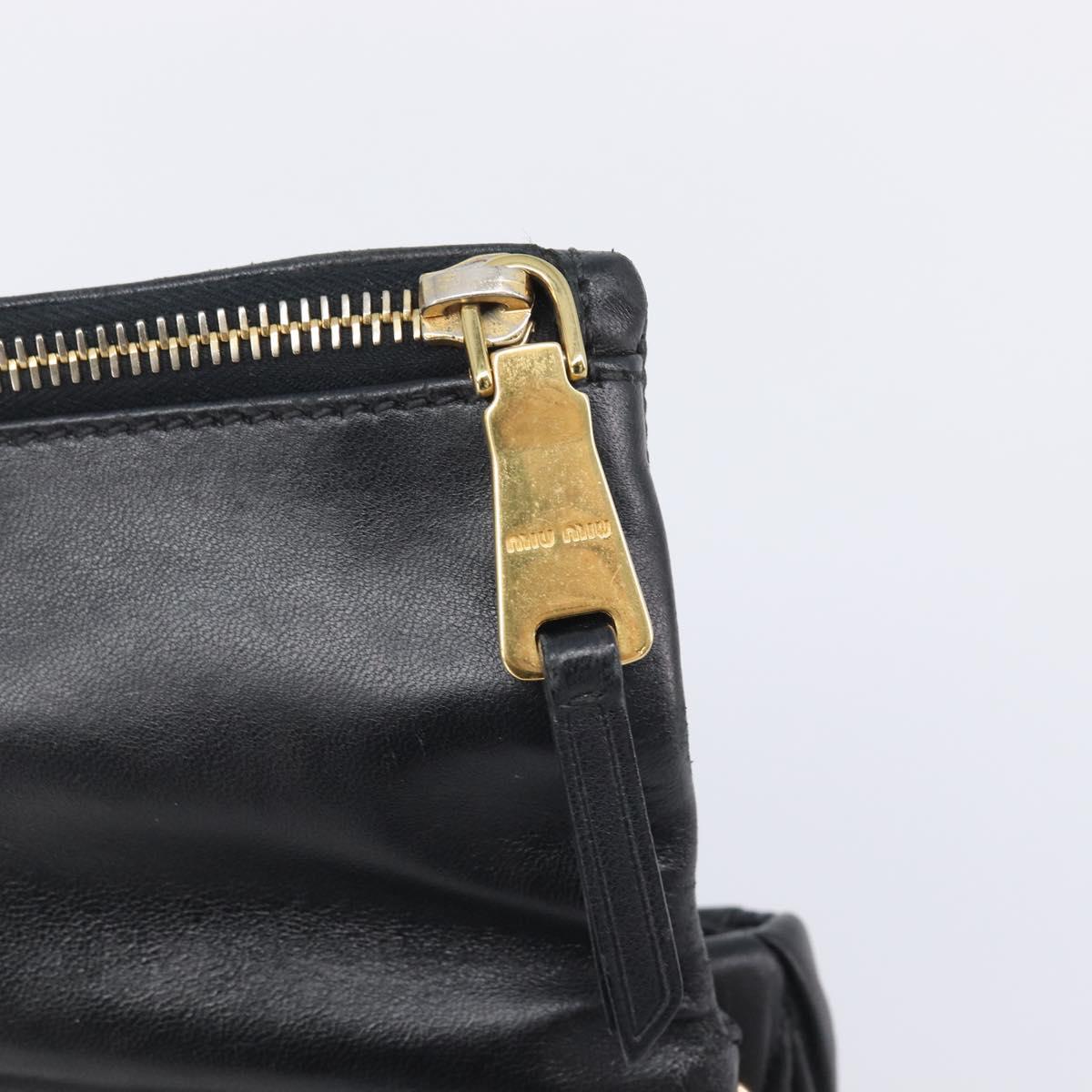 Miu Miu Matelasse Shoulder Bag Leather Black Gold Auth 210219V