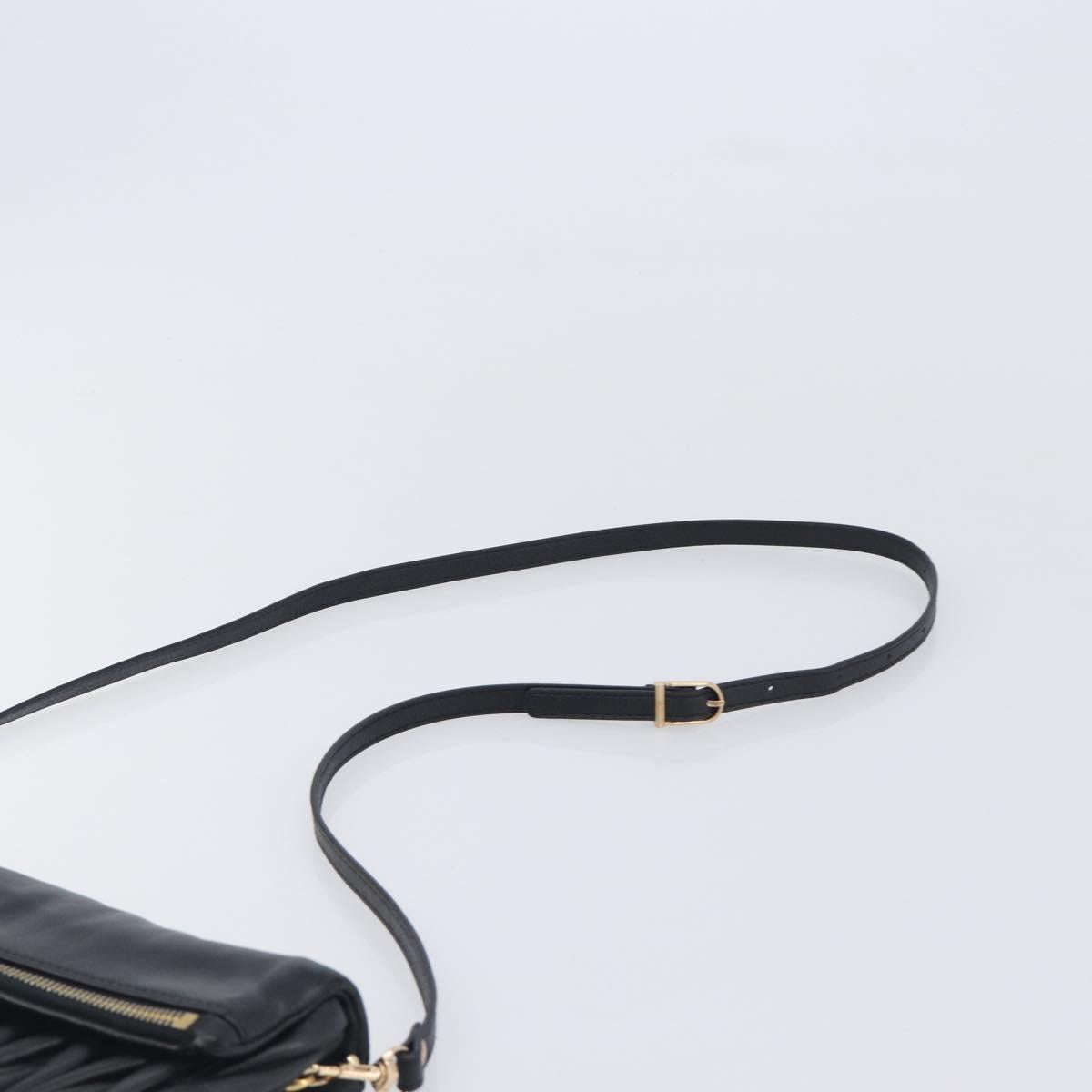 Miu Miu Matelasse Shoulder Bag Leather Black Gold Auth 210219V