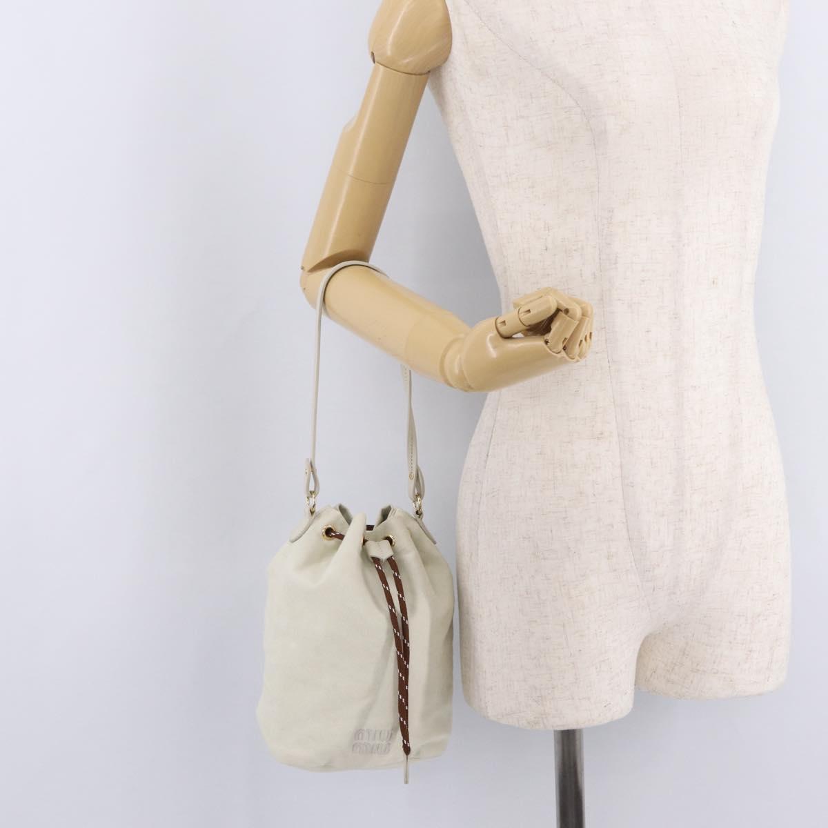 Miu Miu Purse Hand Bag Canvas Ivory Gold Auth 210220A